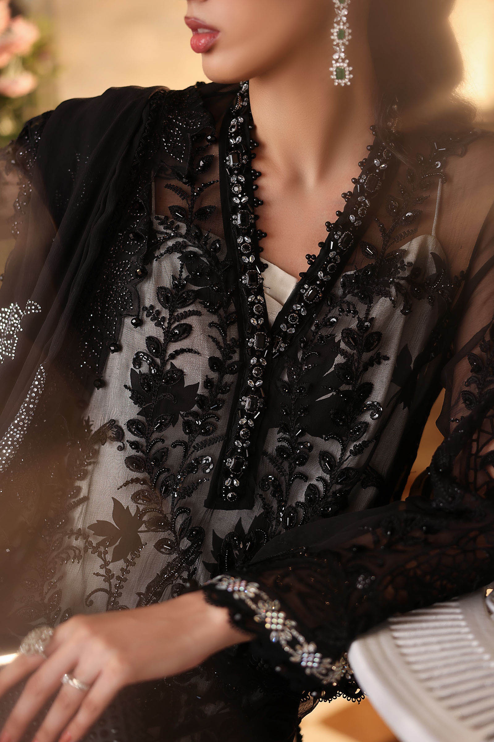 MARIA B Embroidered Chiffon clothing in black tones.